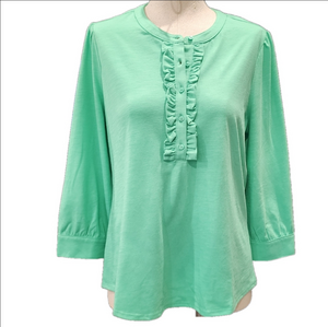 CROFT & BARROW Green Ruffle Detail Women's Top